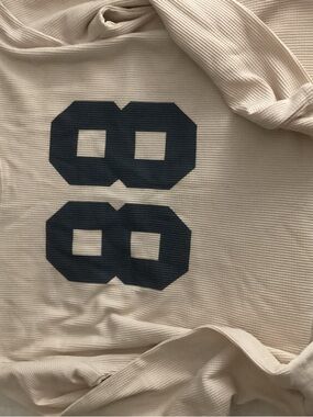 Edikted Cream Long Sleeve Tee with Navy Graphic 88